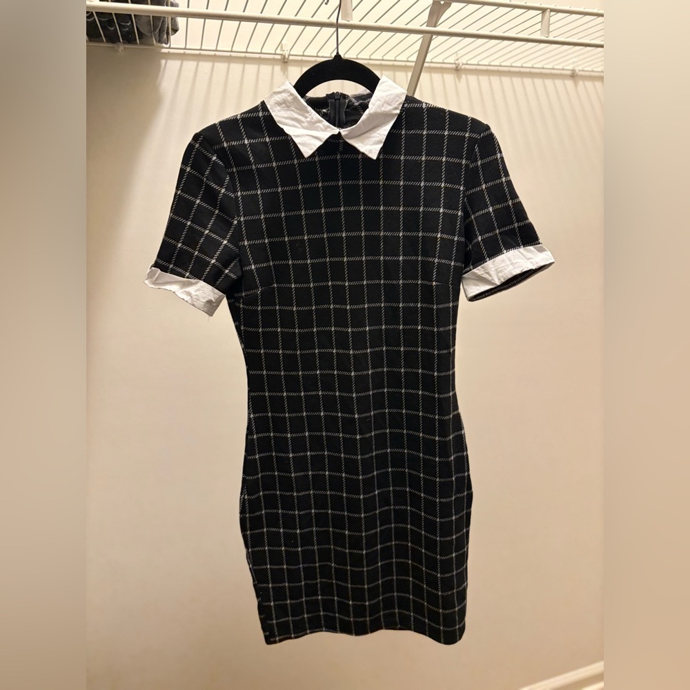 Black and White Checkered Women's Dress - Picture 5 of 6